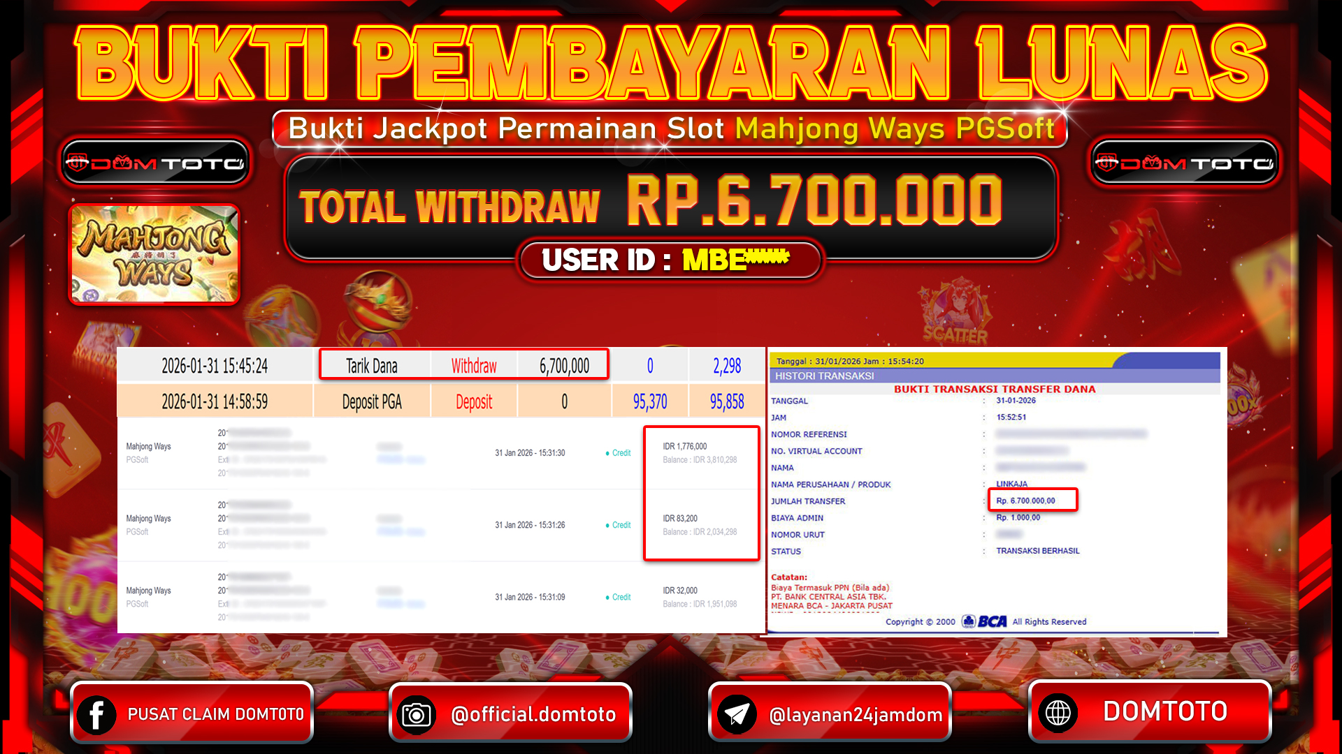 JACKPOT SLOT Mahjong Ways PGSoft 31 JANUARI 2026